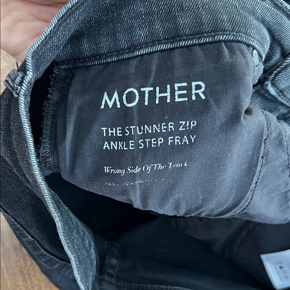 MOTHER Black Cropped Jeans with Studded Hem - Picture 3 of 5